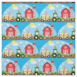Cute Farm Kids Tractor Animals Fabric