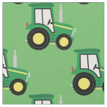 Cute Farm Kids Tractor Green Fabric