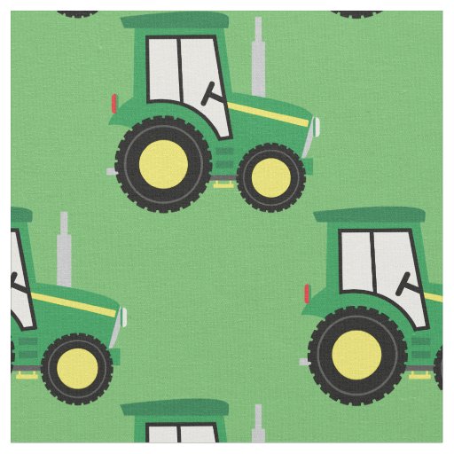 Cute Farm Kids Tractor Green Fabric