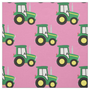 Cute Farm Kids Tractor Pink Girls Fabric
