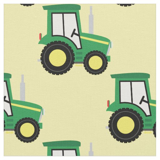 Cute Farm Kids Tractor Yellow Fabric