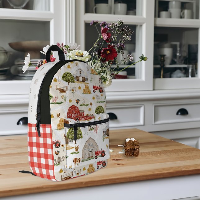 Cute Farm Life Farmhouse | Monogram Printed Backpack (Creator Uploaded)