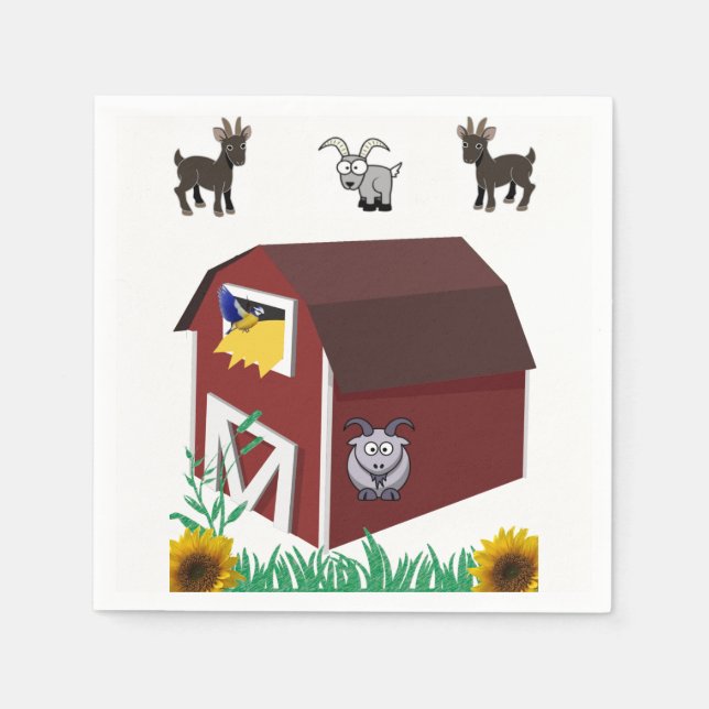 Cute Farm Paper Napkins (Front)