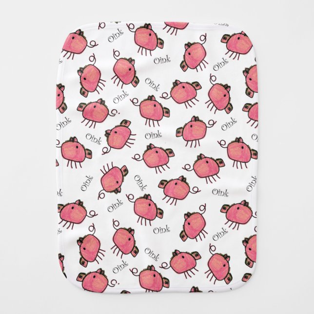 Cute Farm Pig Baby Burp Cloth (Front)