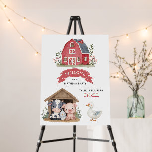 Cute Farm Pig Cow Barnyard Birthday Party Foam Board