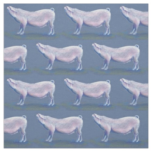 Cute farm pig pencil sketch patterned fabric