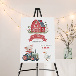 Cute Farm Pig Tractor Barnyard Birthday Party Foam Board