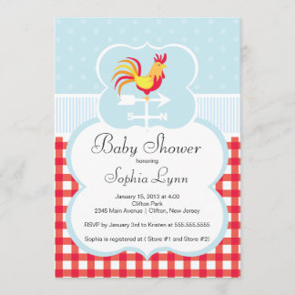 Cute Farm Roaster Baby Shower Invitation