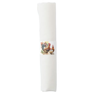 Cute farm rooster lovers party napkin bands