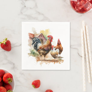 Cute farm rooster lovers party napkins