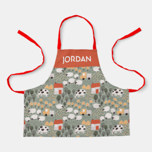 Cute Farm Scene Pattern Apron