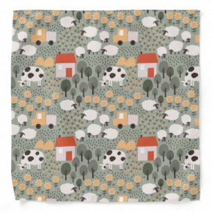 Cute Farm Scene Pattern Bandana