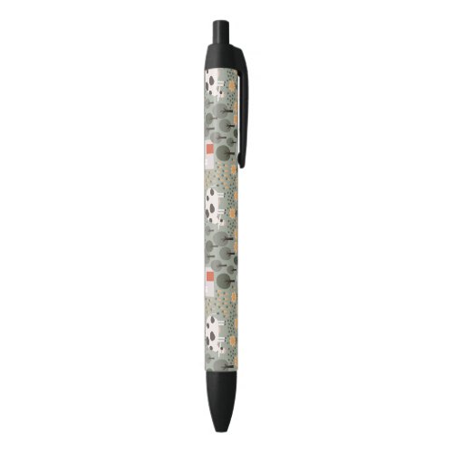 Cute Farm Scene Pattern Black Ink Pen