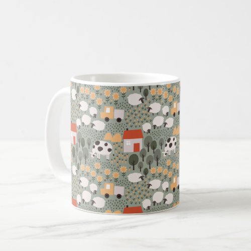 Cute Farm Scene Pattern Coffee Mug