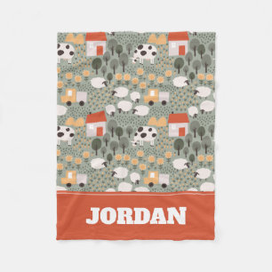 Cute Farm Scene Pattern Fleece Blanket