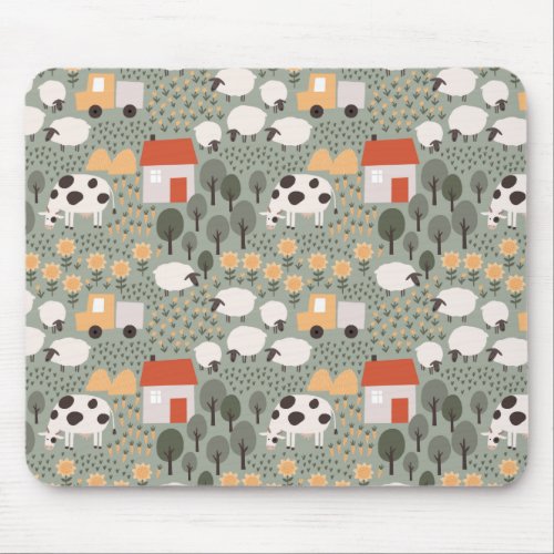 Cute Farm Scene Pattern Mouse Pad