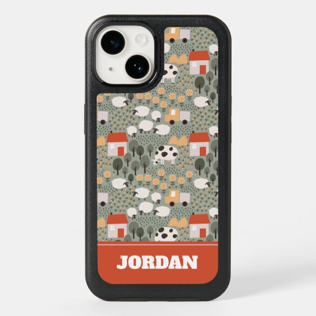 Cute Farm Scene Pattern Otterbox iPhone Case (Back)