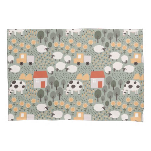 Cute Farm Scene Pattern Pillow Case