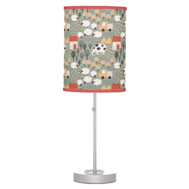 Cute Farm Scene Pattern Table Lamp (Front)