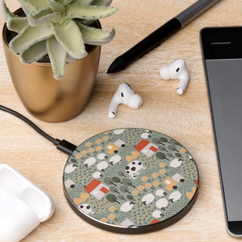 Cute Farm Scene Pattern Wireless Charger