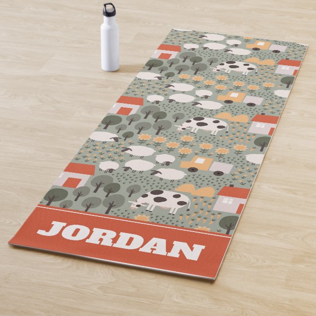 Cute Farm Scene Pattern Yoga Mat (In Situ)