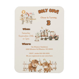 Cute Farm Themed Birthday Party Boy or Girl Magnet