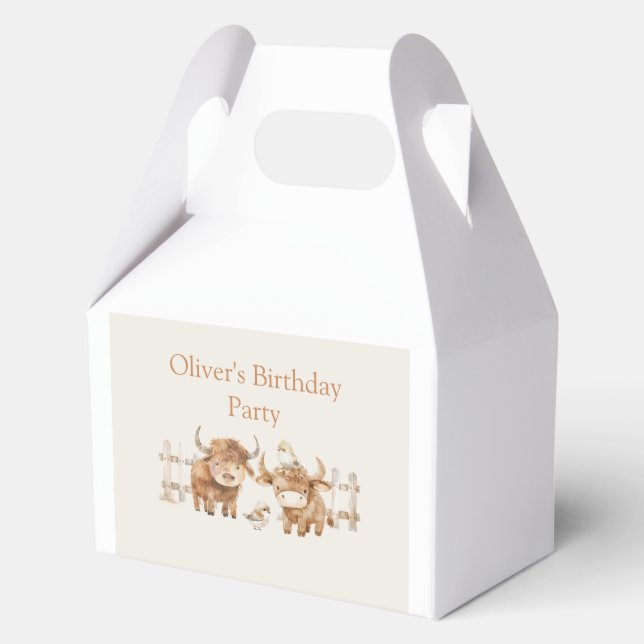 Cute Farm Themed Birthday Party Favor Boxes (Front)