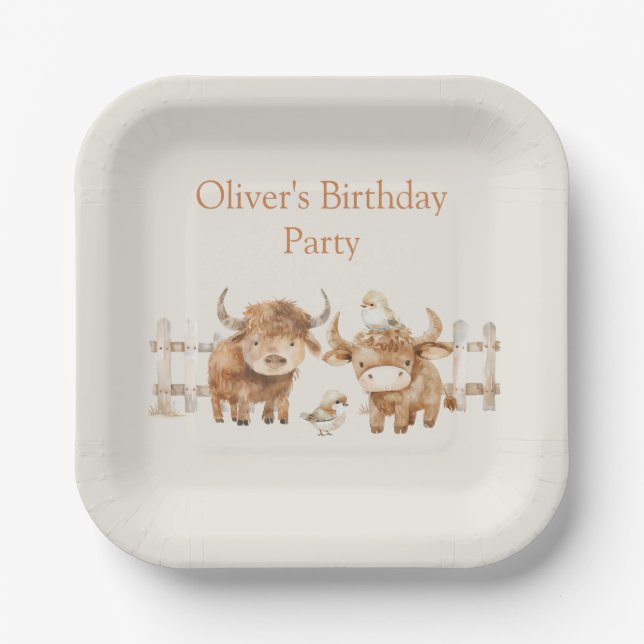 Cute Farm Themed Birthday Party for Boy or Girl  Paper Plates (Front)