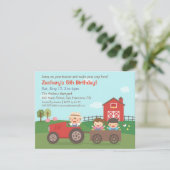 Cute Farm Tractor Kids Birthday Party Invitations (Standing Front)