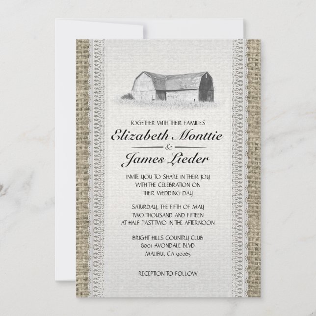 Cute Farm Wedding Invitations (Front)