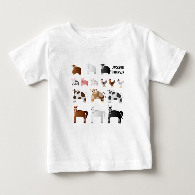 Cute Farm Yard Animals Baby T-Shirt (Front)