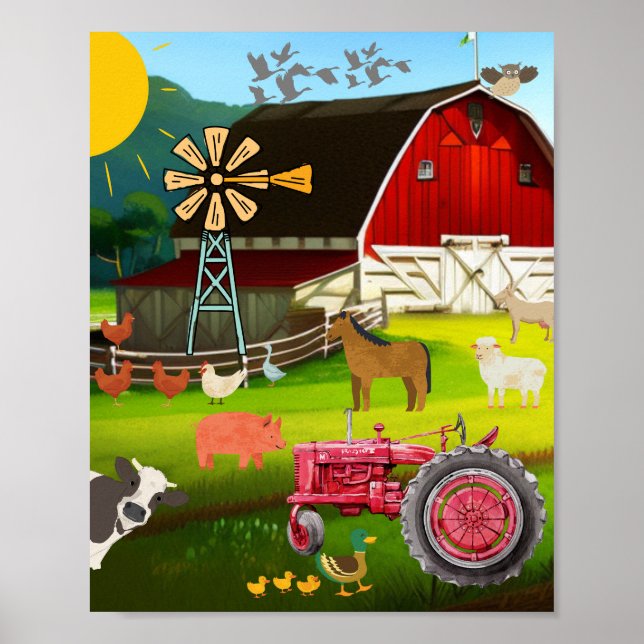 Cute Farm Yard Animals Poster (Front)