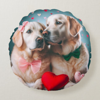 Cute farmer couple valentine's day round pillow