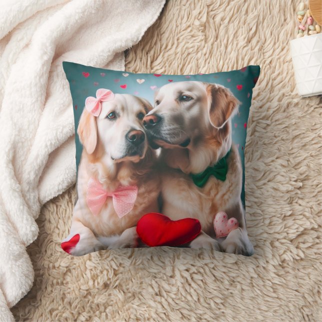 Cute farmer couple valentine's day throw pillow (Blanket)