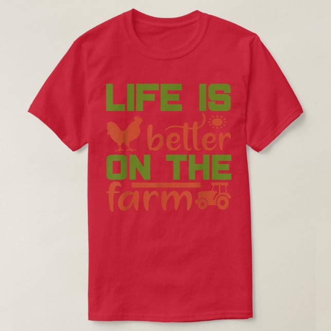 Cute Farmer Crazy Chicken Lady Cow Horse Country L T-Shirt (Design Front)