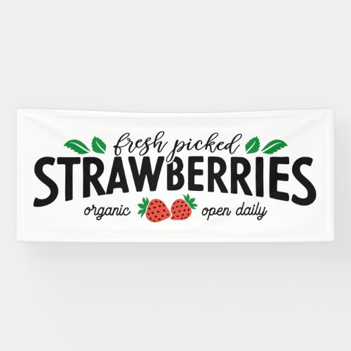 Cute Farmers fresh picked strawberries banner