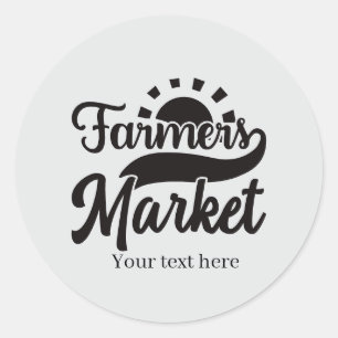 Cute Farmers Market add text Classic Round Sticker