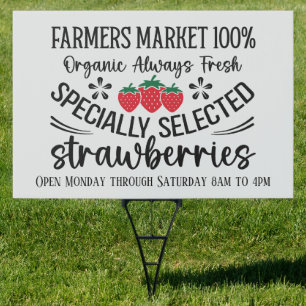 Cute Farmer's market add time days strawberry Sign