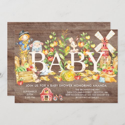 Cute Farmers Market Baby Shower Invitation