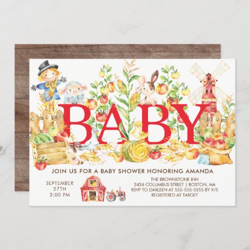 Cute Farmers Market Baby Shower Invitation