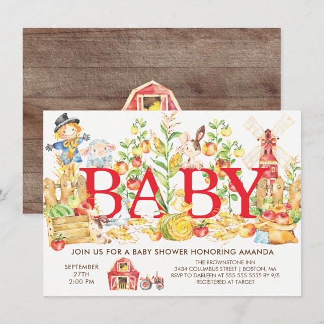 Cute Farmers Market Baby Shower Invitation (Front/Back)