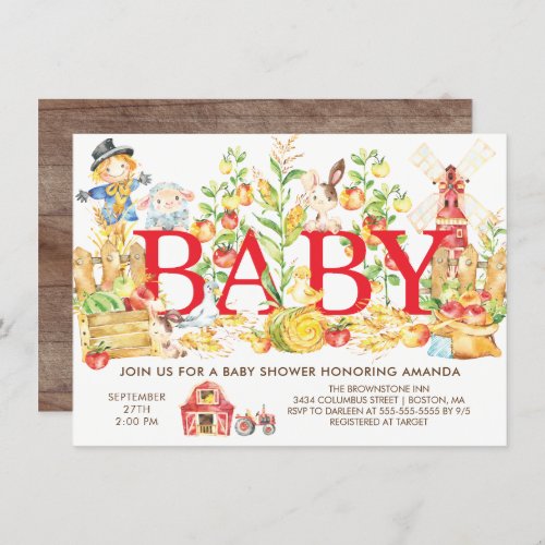 Cute Farmers Market Baby Shower Invitation