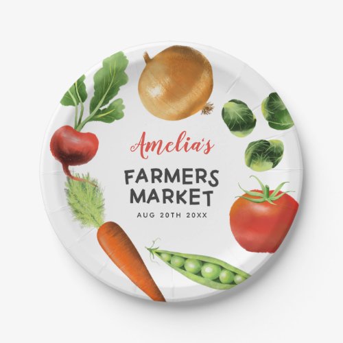 Cute Farmers Market Birthday Party Veggetables Paper Plates