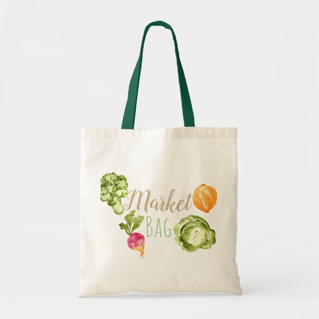 Cute farmers market vegetable tote bag (Front)