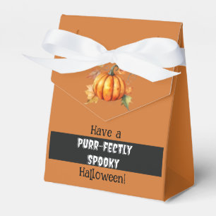 Cute Farmhouse Black Cat and Pumpkin Halloween Favor Boxes