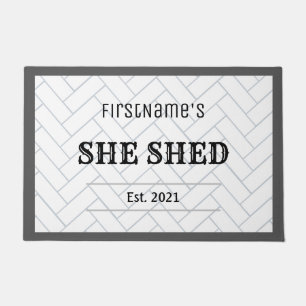 Cute Farmhouse Established She Shed Tile Design Doormat
