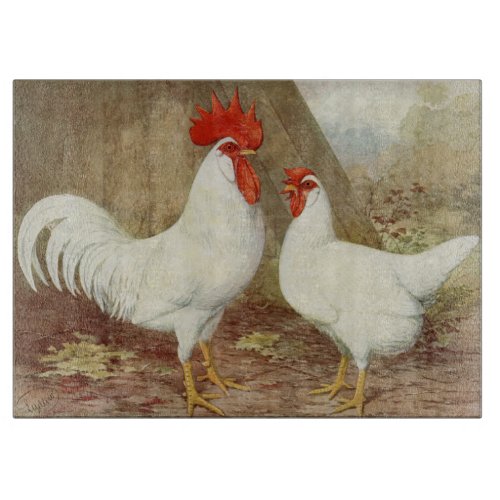 Cute Farmhouse rooster and hen Cutting Board
