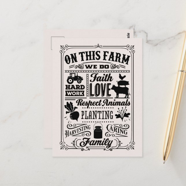 Cute Farmhouse welcome add guest message Postcard  (Front/Back In Situ)