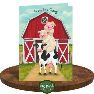 Cute Farmyard Animals Stack Missing You Get Well Card