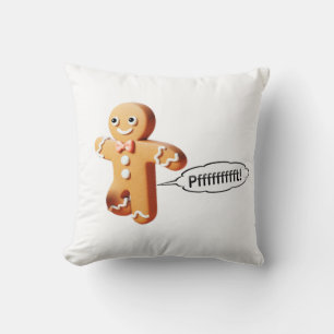 Cute Farting Gingerbread Man Christmas Throw Pillow